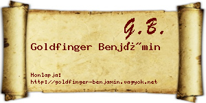 Goldfinger Benjámin névjegykártya